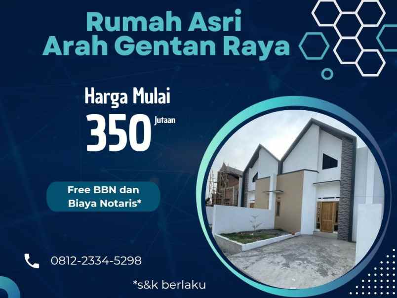 dijual rumah jl sawahan kudu baki sukoharjo