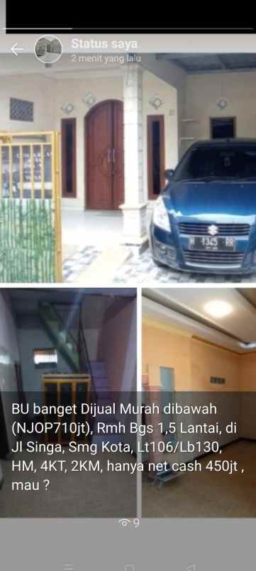 dijual rumah jl singa gayamsari semarang