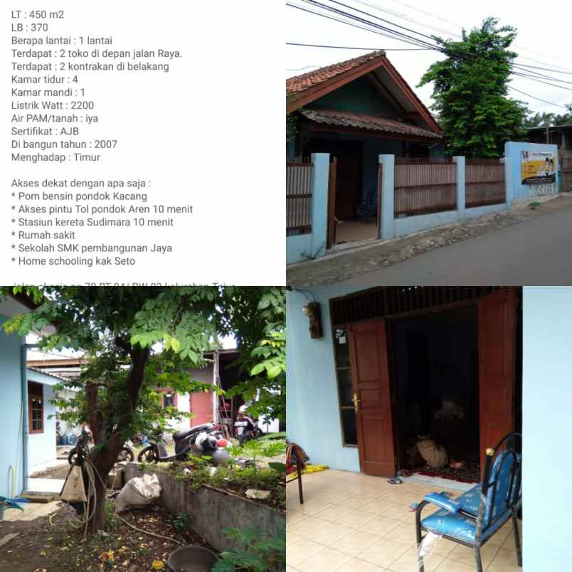 dijual rumah plus 2 kontrakan dan 2 toko