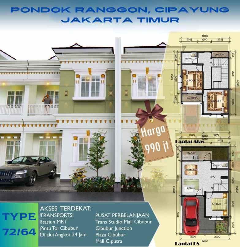 dijual rumah pondok rangon cipayung