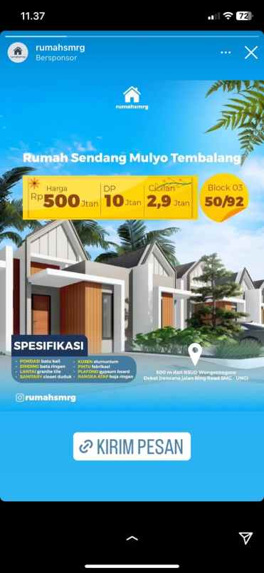 dijual rumah sendangmulyo tembalang