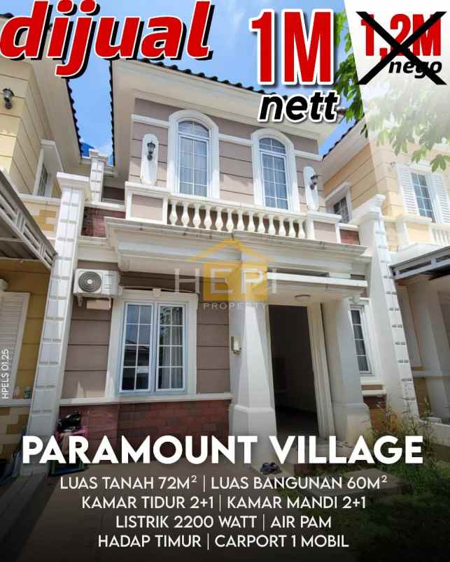 dijual rumah siap huni paramount village semarang