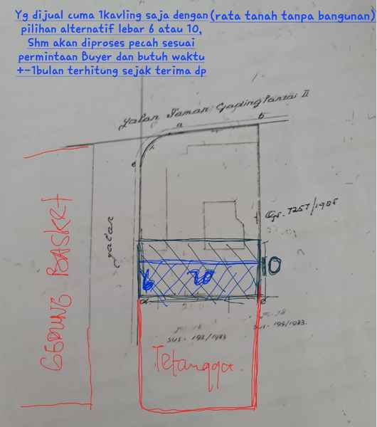 dijual tanah gading pantai