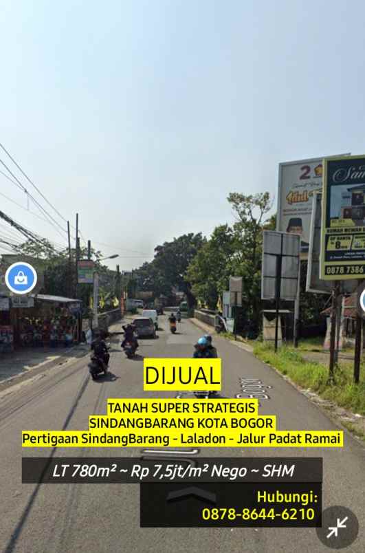 dijual tanah jalan raya cibungbulang