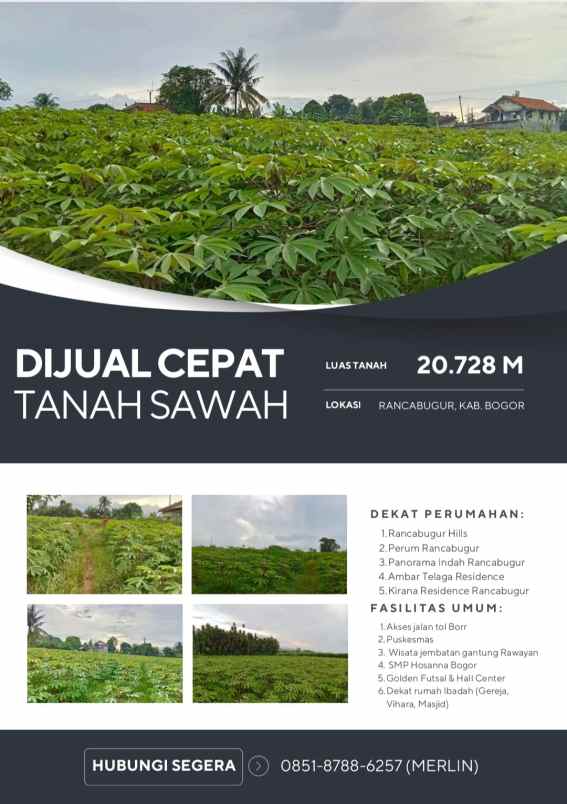 dijual tanah jl cagak satelit