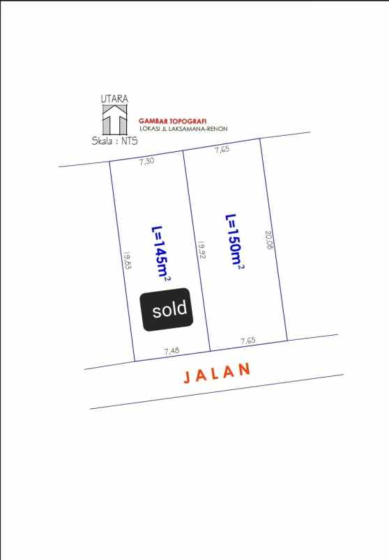 dijual tanah jln laksamana renon