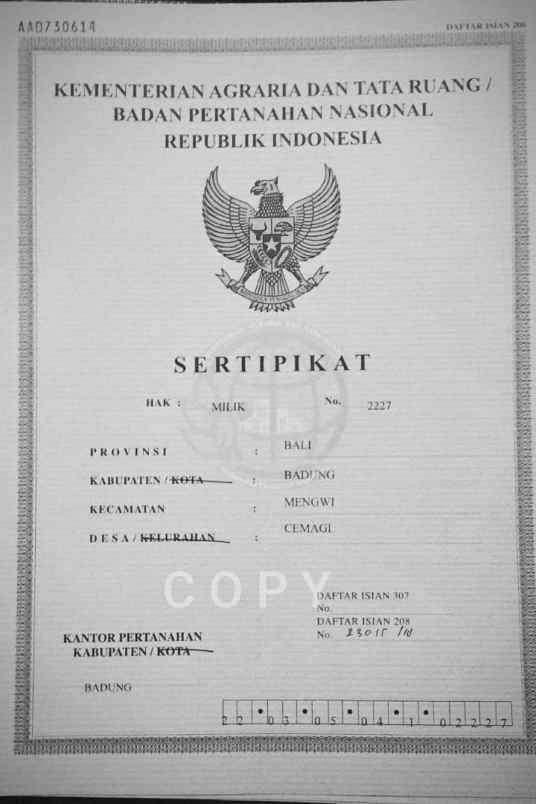 dijual tanah pantai mengening