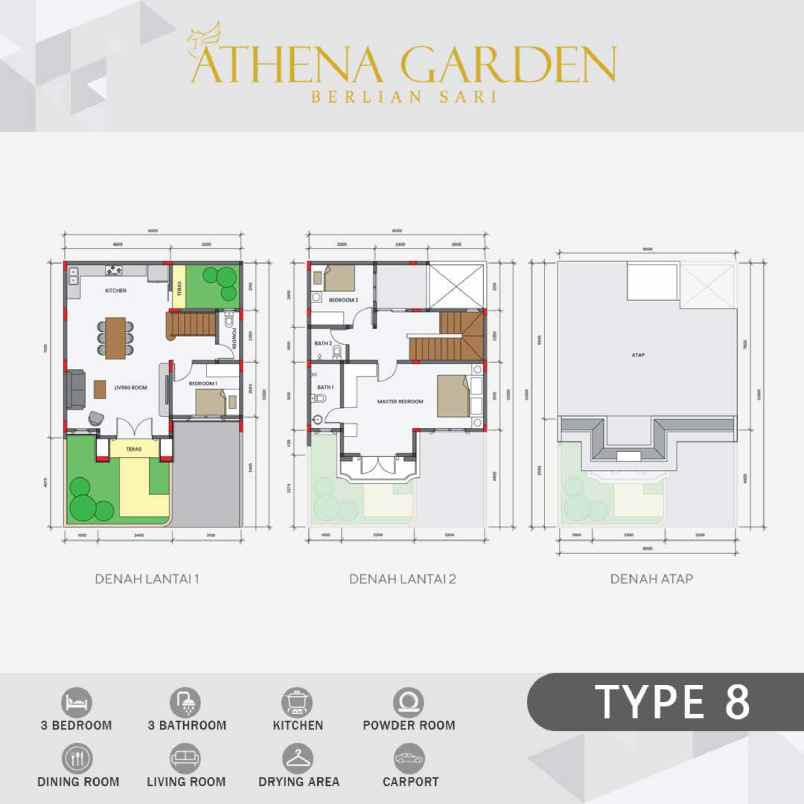 dijual villa komplek athena garden