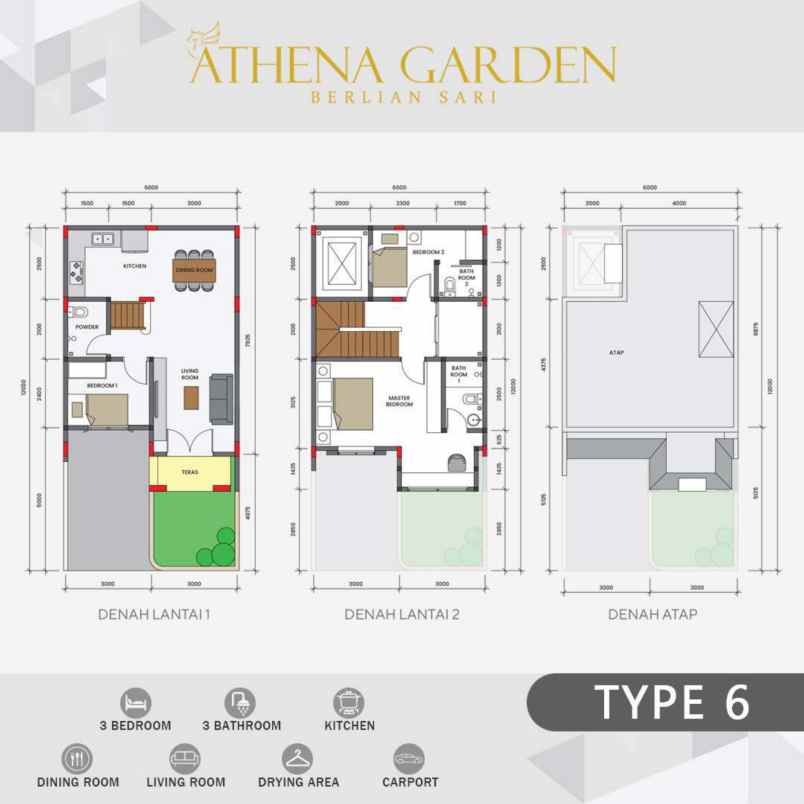 dijual villa komplek athena garden