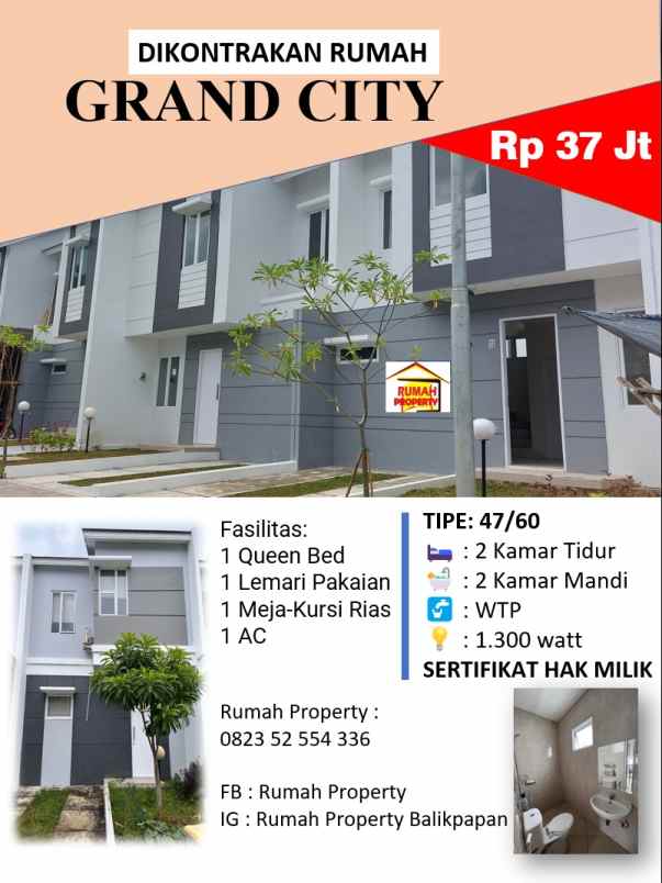 dikontrakan rumah di grand city balikpapan