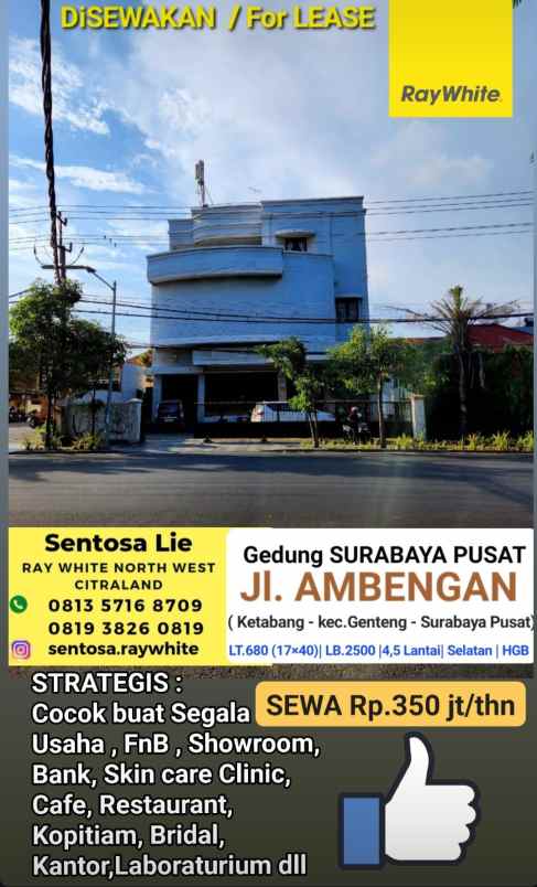 disewakan ruko gudang kantor jalan ambengan