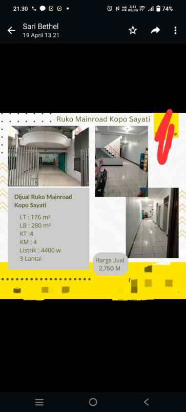 jual ruko mainroad kopo sayati bandung