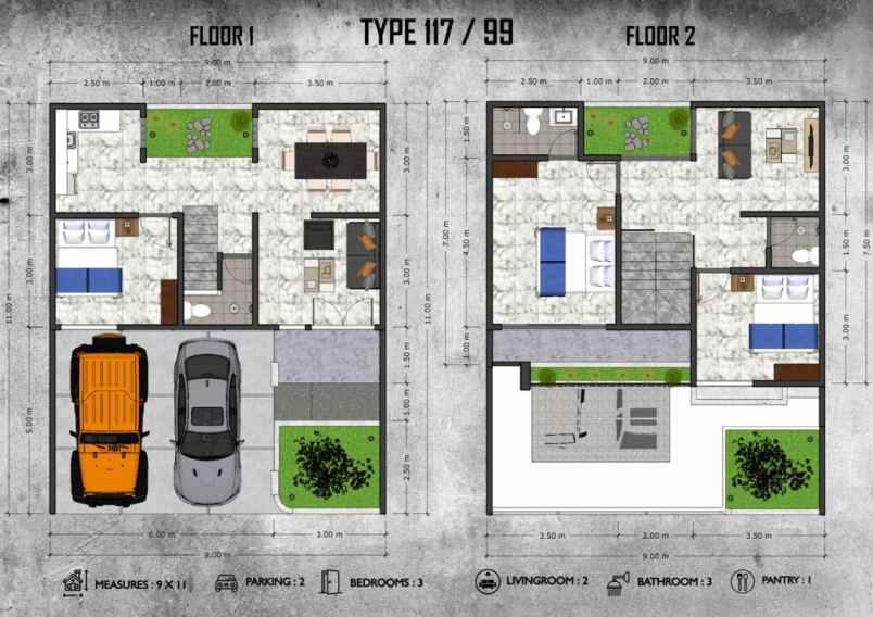 jual rumah modern 2 lantai 2 menit ke artos mall