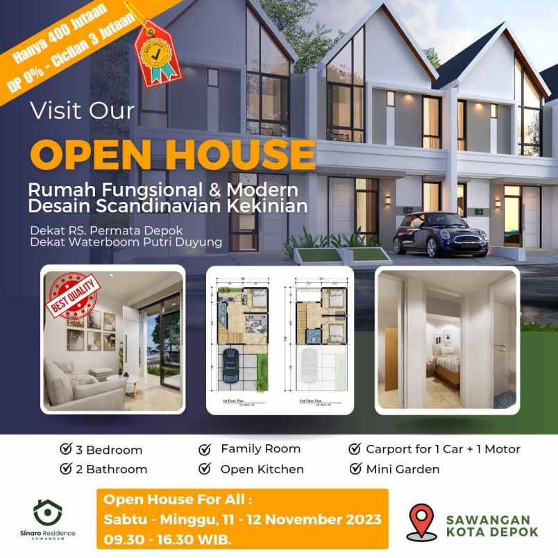 rumah 2 lantai harga 1 lantai sawangan depok