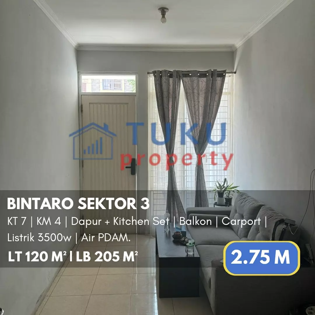 rumah bintaro 2 lt semifurnished siap huni 2 75m