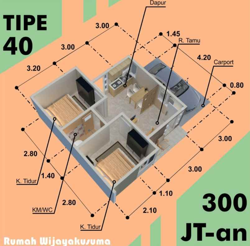 rumah cantik siap bangun dekat jalan raya bantul