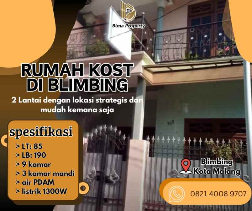 rumah kost di blimbing 2 lantai