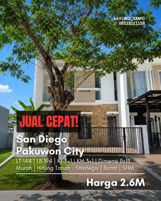 rumah san diego pakuwon city murah hitung tanah