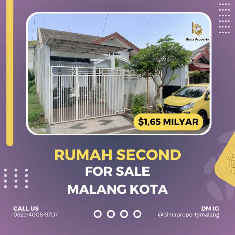 rumah second 2 carport bisa nego malang kota