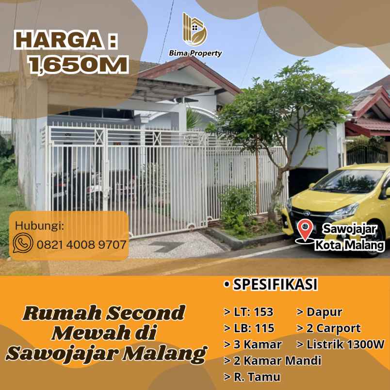 rumah second mewah di sawojajar