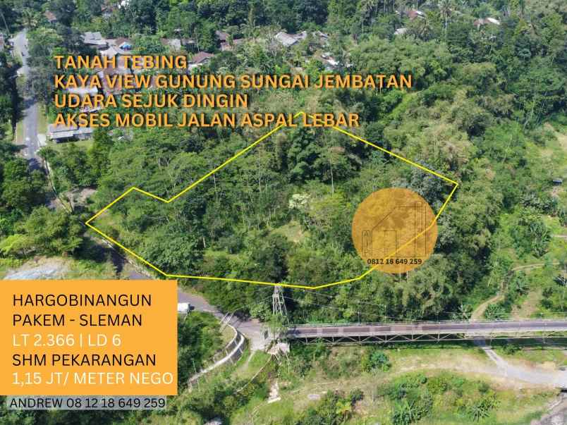 tanah pekarangan pakem kaya view gunung pinggir sungai