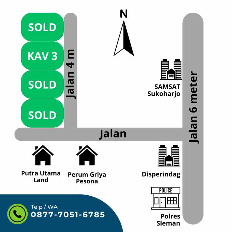 tanah strategis dijual sukoharjo kota dekat samsat