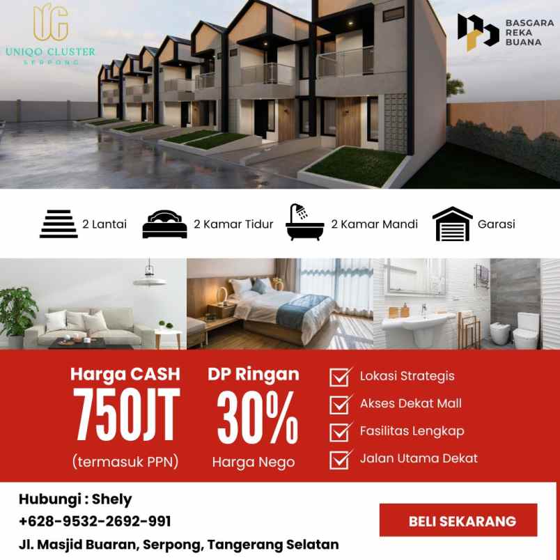 uniqo cluster serpong hunian 2 lantai strategis