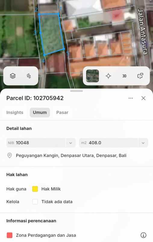 dijual 79 01 are jl astasura vi nangka utara denpasar