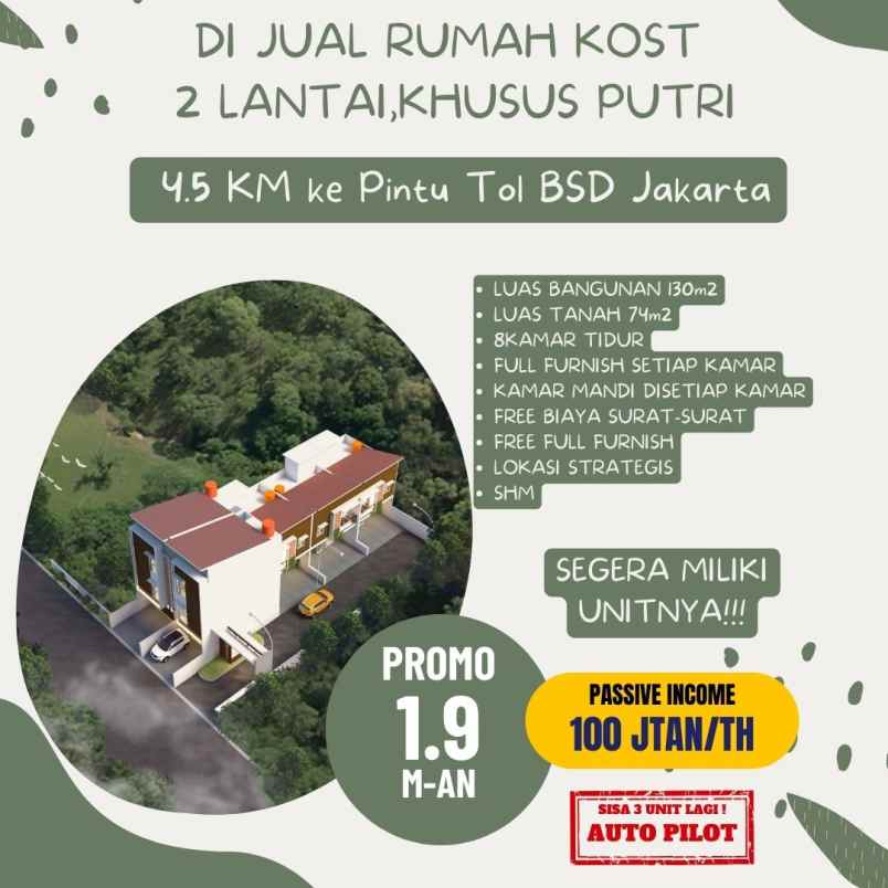 dijual kost serpong tangerang selatan