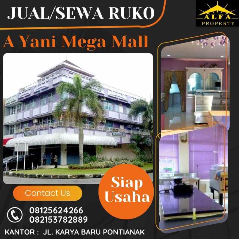 dijual ruko a yani mega mall kota pontianak