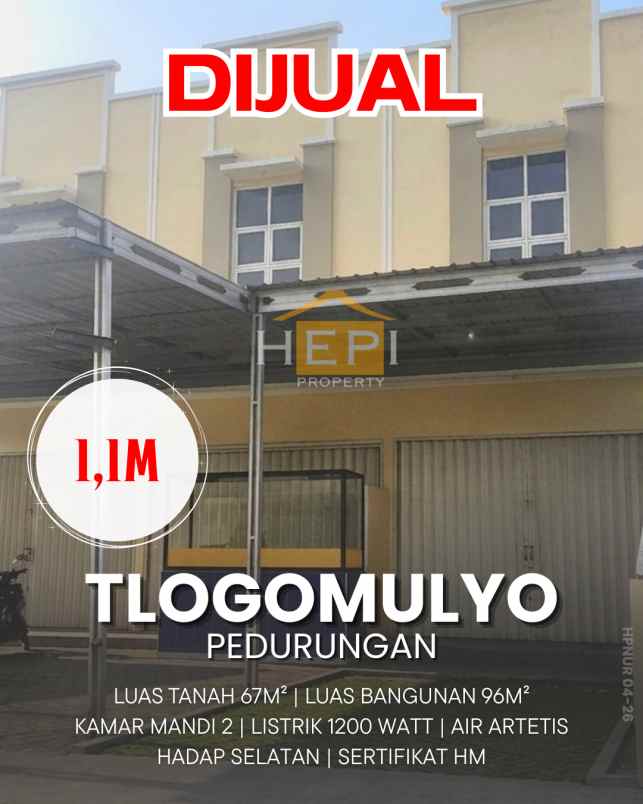dijual ruko di tlogomulyo pedurungan semarang