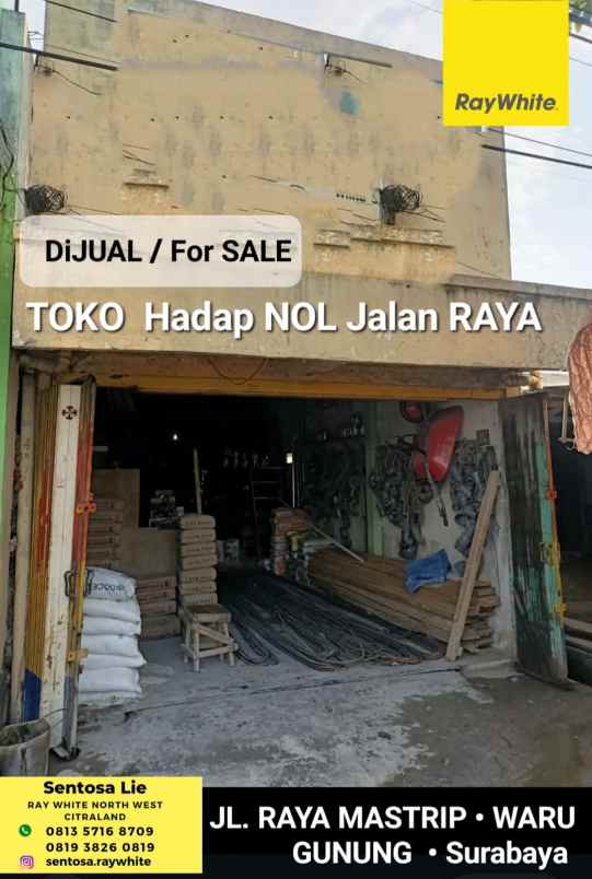 dijual ruko gudang kantor jalan raya mastrip