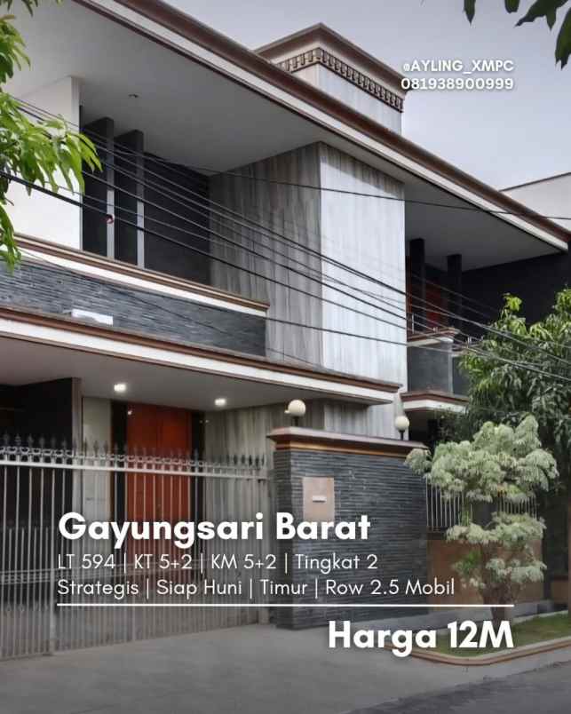 dijual rumah gayungsari barat