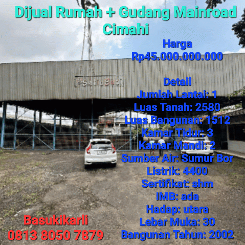 dijual rumah jalan raya baros cimahi