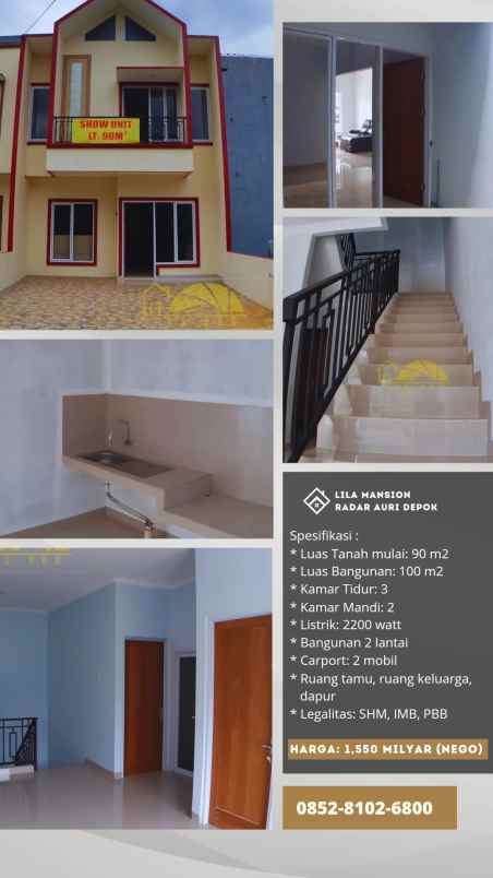 dijual rumah jl radar auri no 32 i