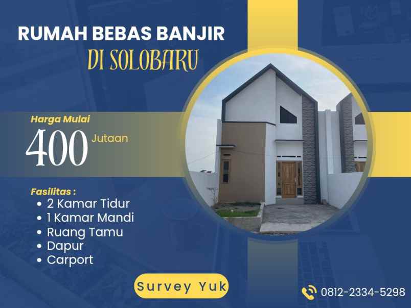 dijual rumah jl sawahan kudu baki sukoharjo