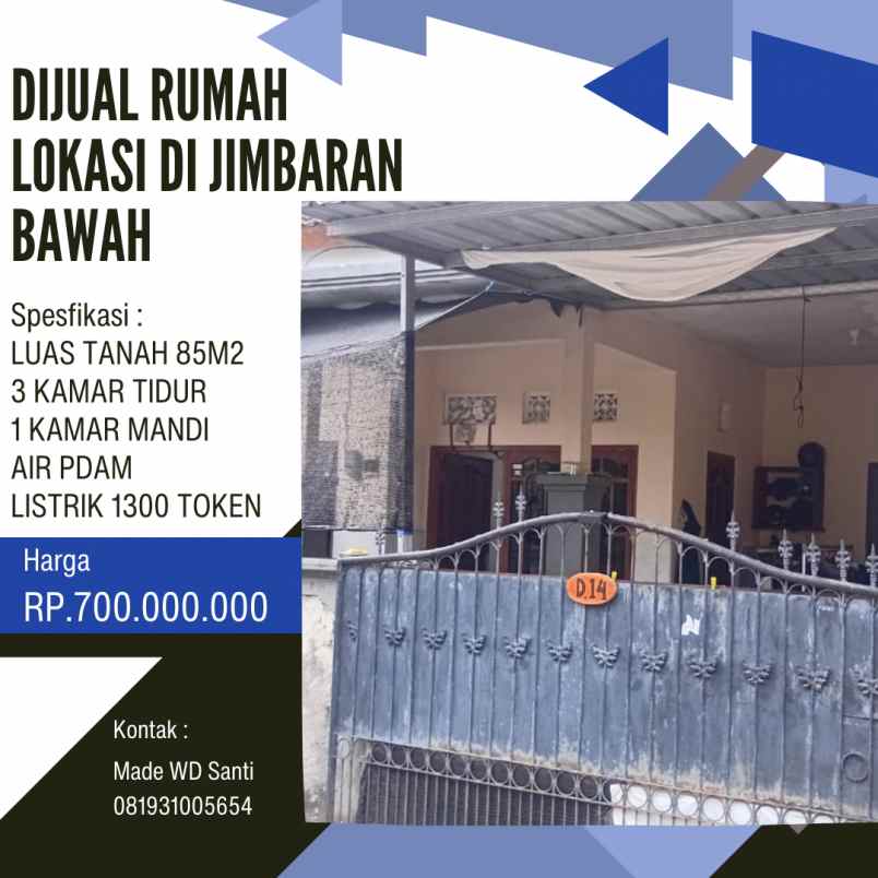 dijual rumah lokasi di jimbaran bawah