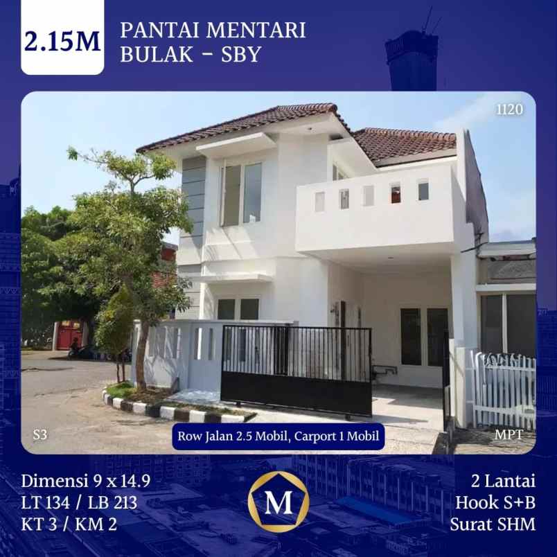 dijual rumah pantai mentari