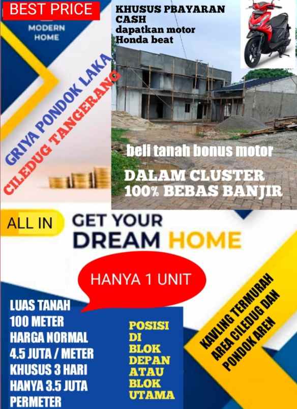 dijual rumah peninggilan ciledug tangerang