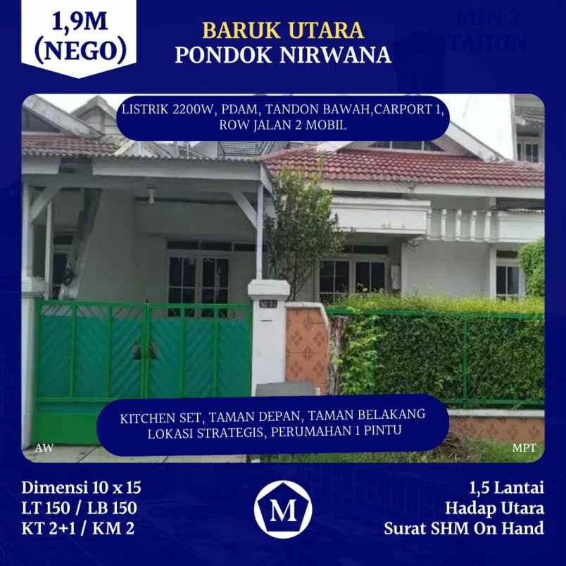 dijual rumah pondok nirwana