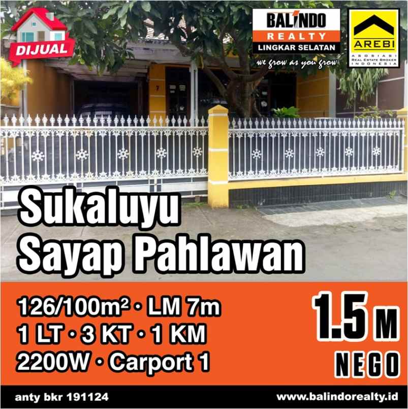 dijual rumah siap huni di sayap pahlawan