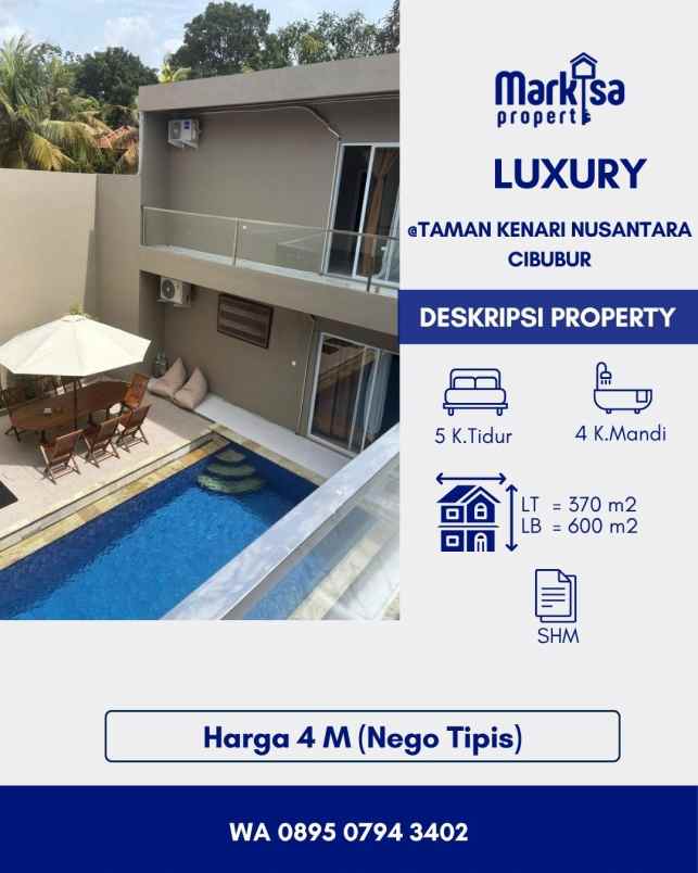 dijual rumah taman kenari nusantara cibubur
