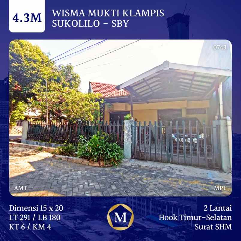 dijual rumah wisma mukti surabaya