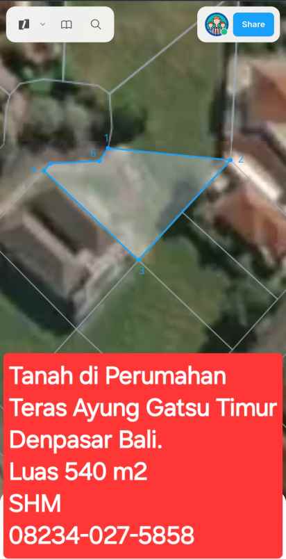 dijual tanah di teras ayung gatsu timur denpasar bali