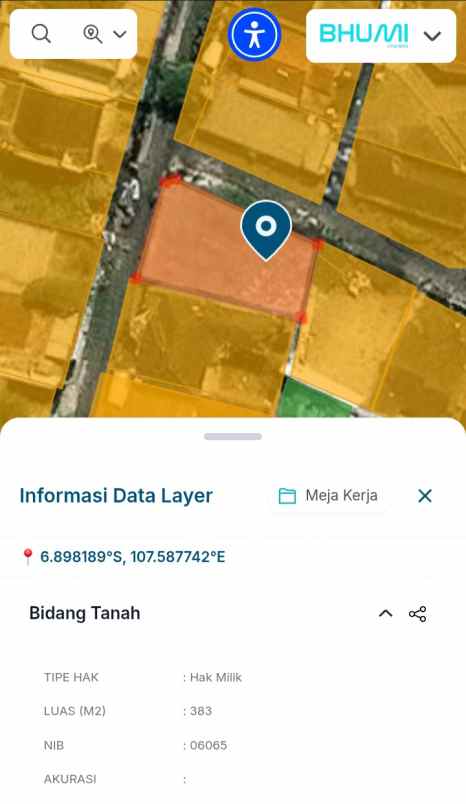 dijual tanah djunjunan dalam