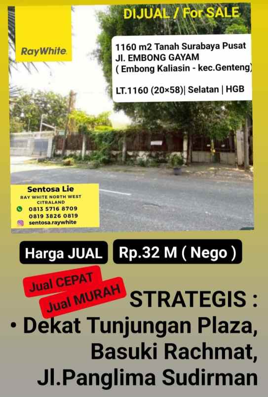 dijual tanah jalan embong gayam