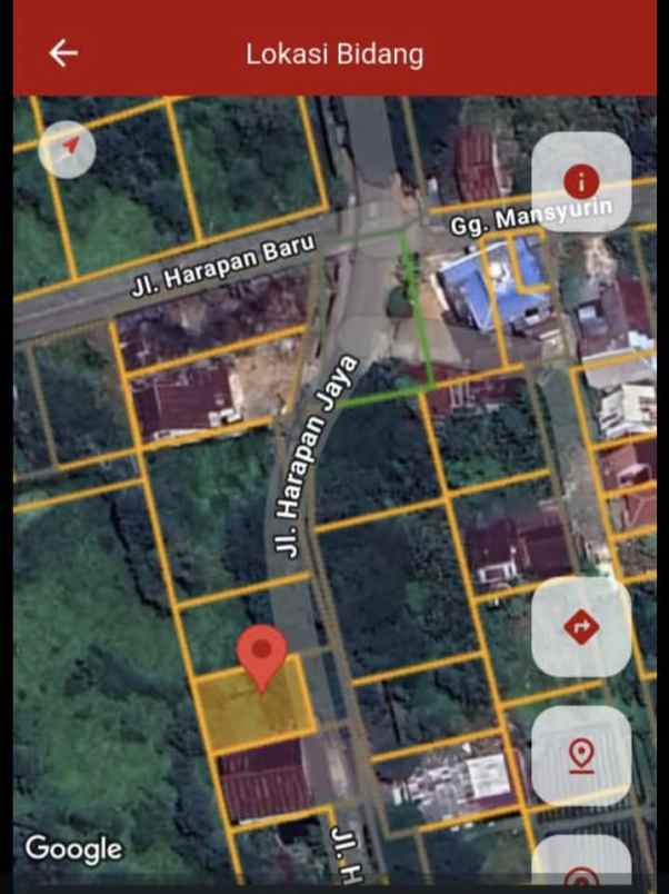 dijual tanah jalan harapan jaya