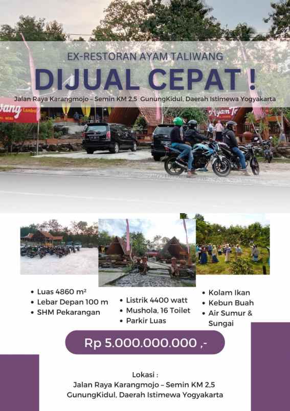 dijual tanah jalan raya karangmojo