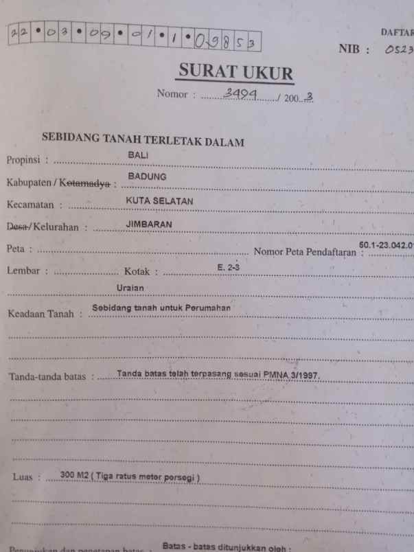 dijual tanah jimbaran