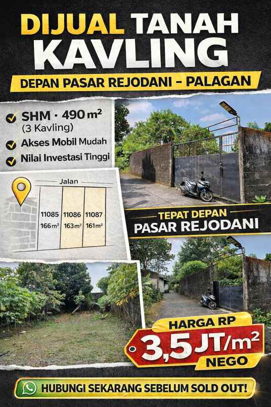 dijual tanah jl palagan km 10 rejodani